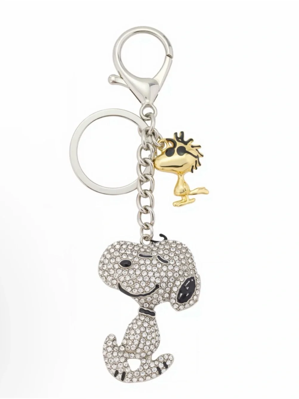 Peanuts Snoopy Crystal Bag Charm - Silver & Gold